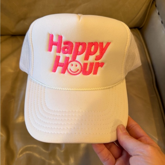 Ascot + Hart Accessories - Ascot + Hart white “Happy Hour” trucker hat! Never worn!
